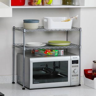 欧润哲 厨房用品可调竹节管微波炉架子置物架 多功能烤箱柜双层架